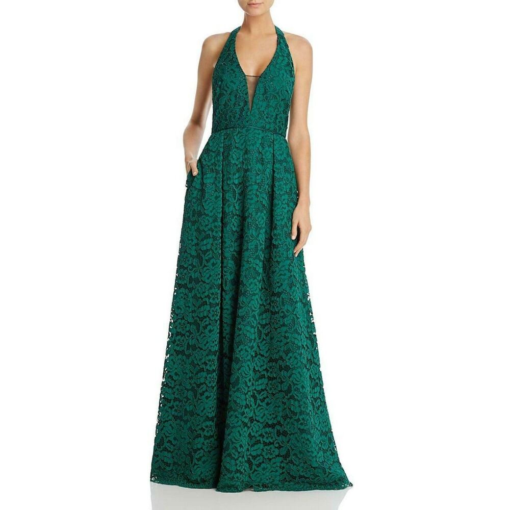 JS Collections Lace Halter Gown